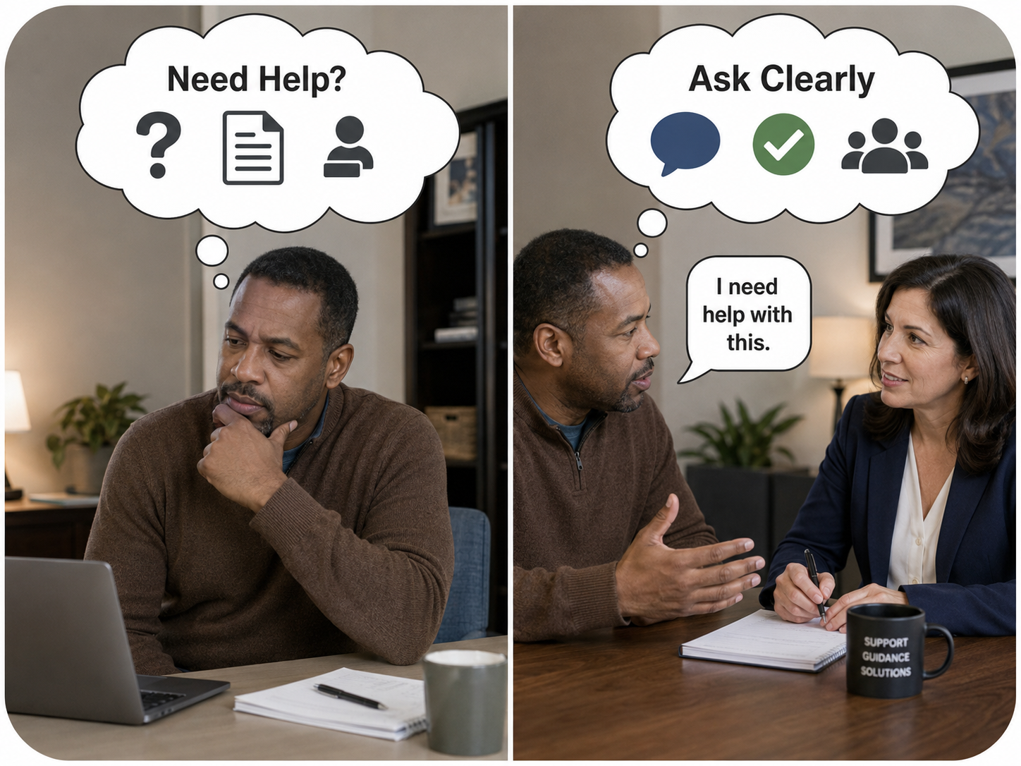 Supportive conversation and asking for help