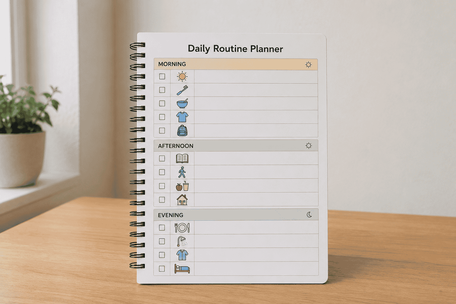 Daily planner and organized routine
